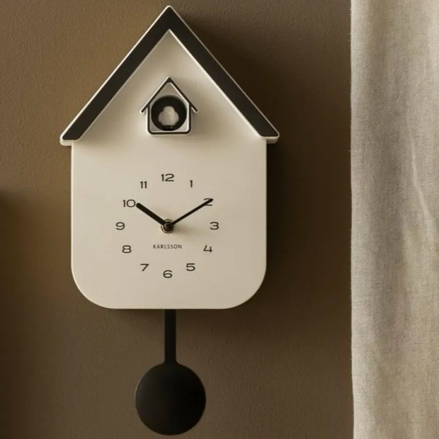 Karlsson Wandklok Dupla Color Cuckoo wit met zwart