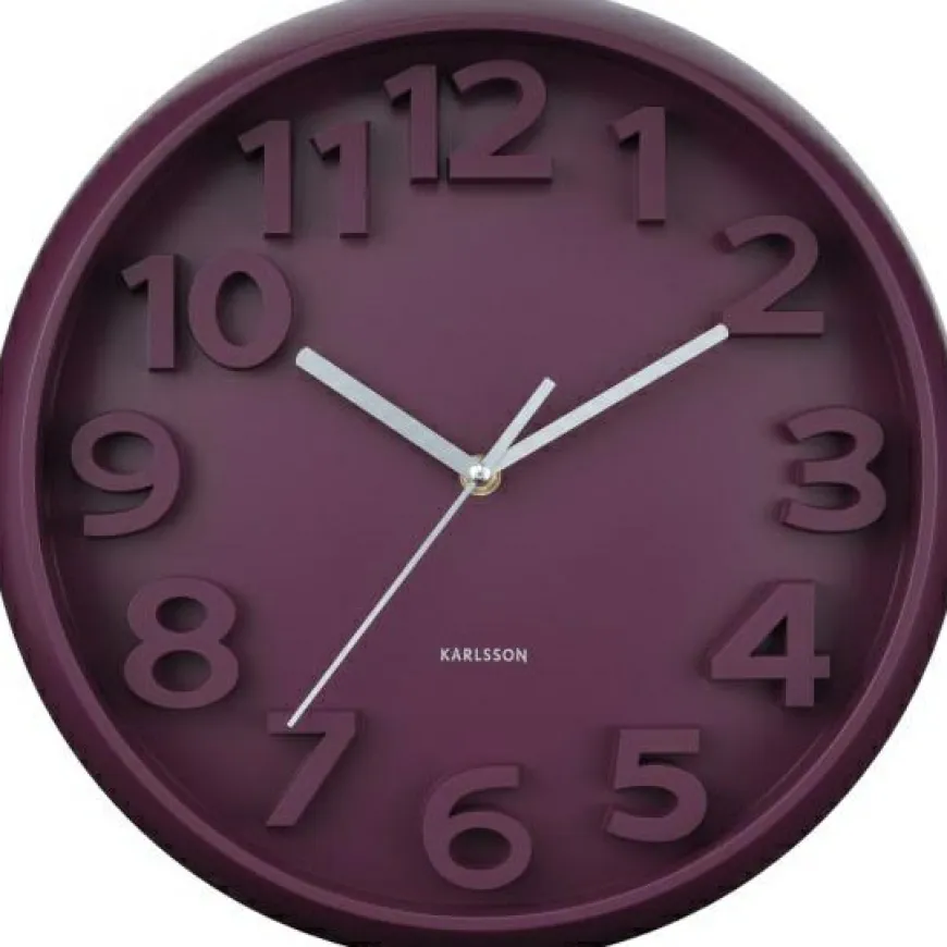Karlsson Wandklok Elevated Classic Numbers donker mauve