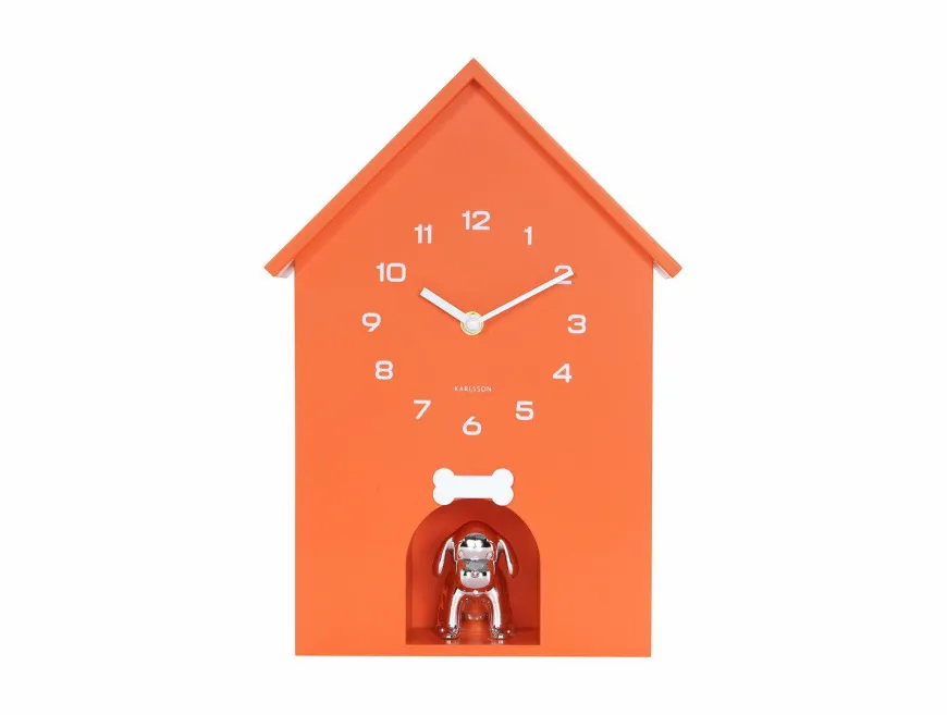 Karlsson Wandklok Garding Doggy bright oranje