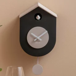 Karlsson Wandklok Grato Cuckoo zwart met warm grijs