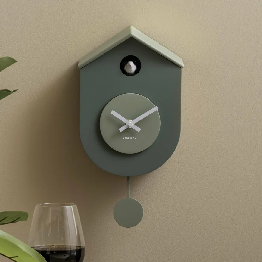 Karlsson Wandklok Grato Cuckoo jungle groen met grijs jade