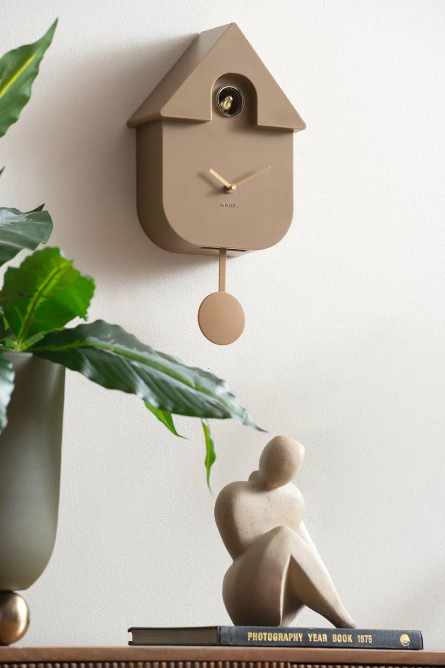 Karlsson Wandklok Modern Cuckoo Oro mocca bruin