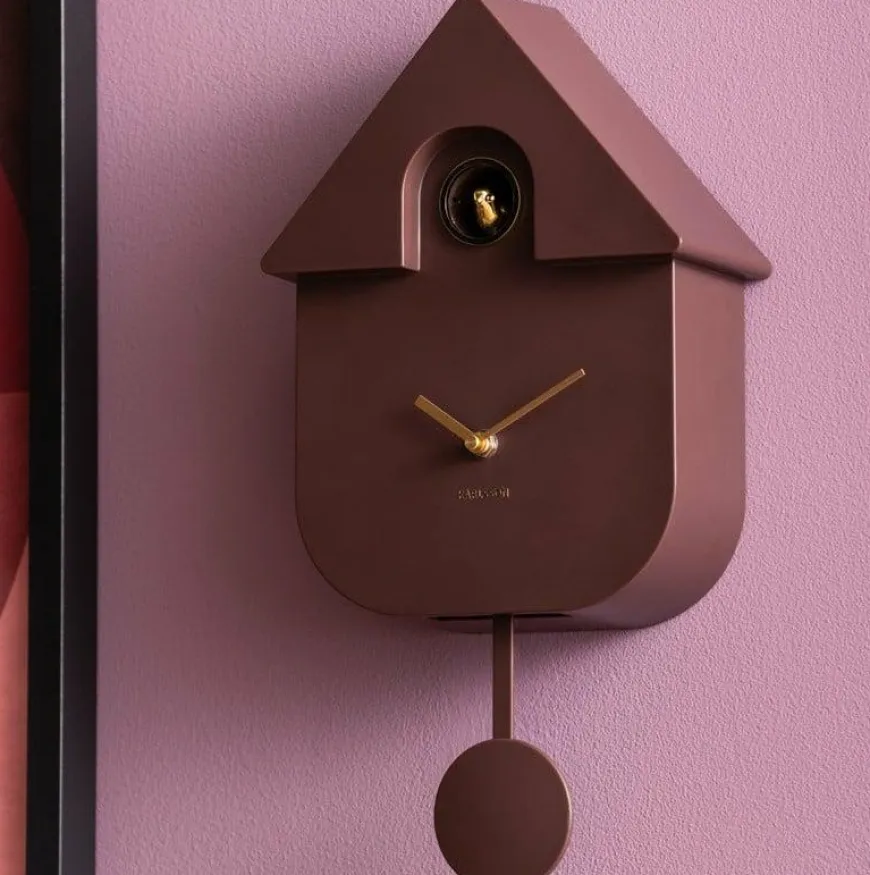 Karlsson Wandklok Modern Cuckoo Oro Earth bruin