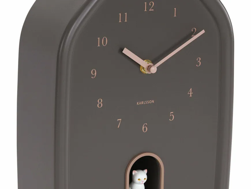 Karlsson Wandklok Modern Kitty bruin