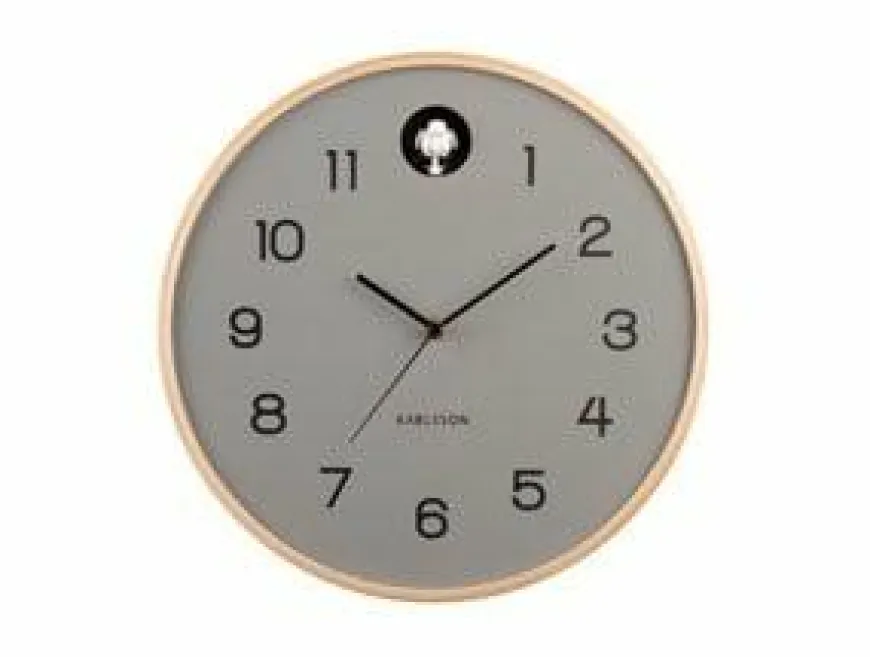 Karlsson Wandklok Natural Cuckoo muisgrijs Ø 31.5 cm