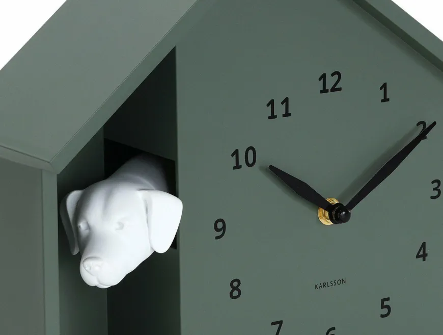 Karlsson Wandklok Peeking Doggy jungle groen