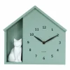 Karlsson Wandklok Sitting Cat grijs groen
