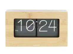 Karlsson Wand-/Tafelklok Boxed Flip Bamboo