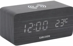 Karlsson Wekker Block met telefoonoplader LED zwart