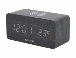 Karlsson Wekker Block met telefoonoplader LED zwart