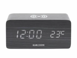 Karlsson Wekker Block met telefoonoplader LED zwart