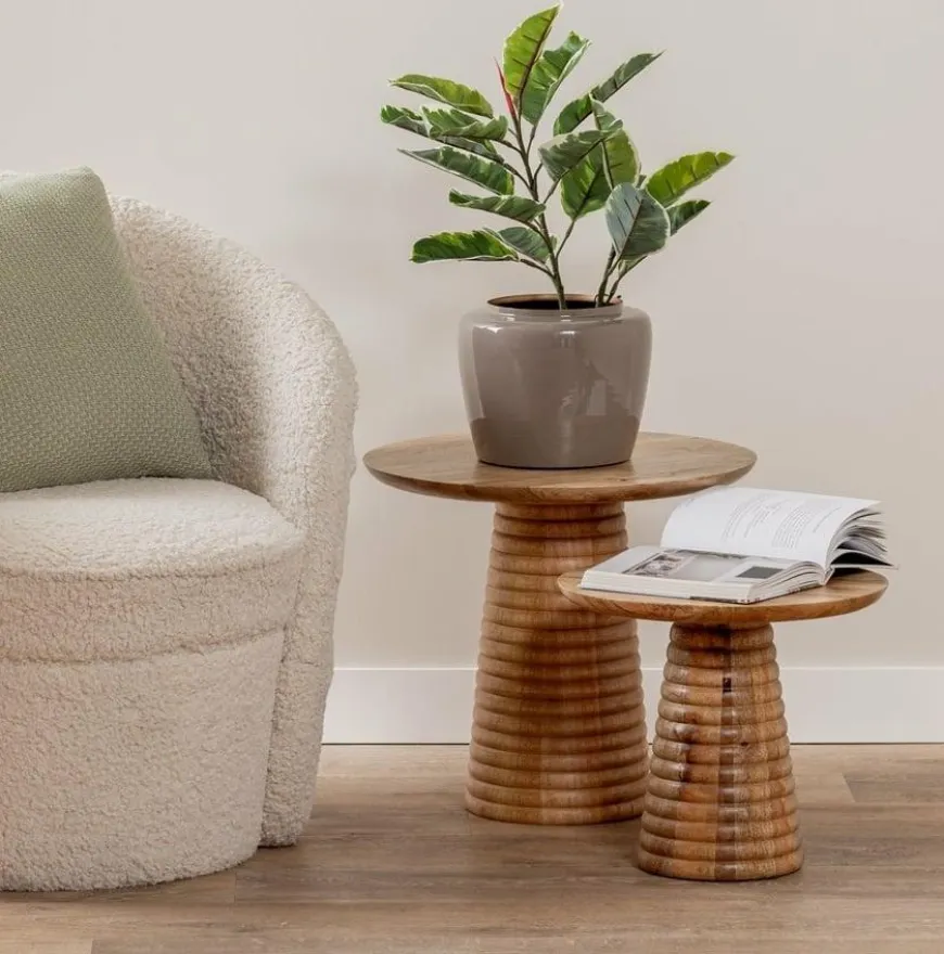 Leitmotiv Bijzettafel Force striped groot mango