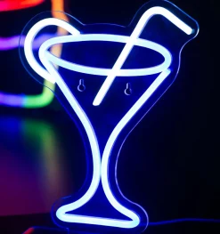 Leitmotiv Neon licht Cocktail met blauw rietje