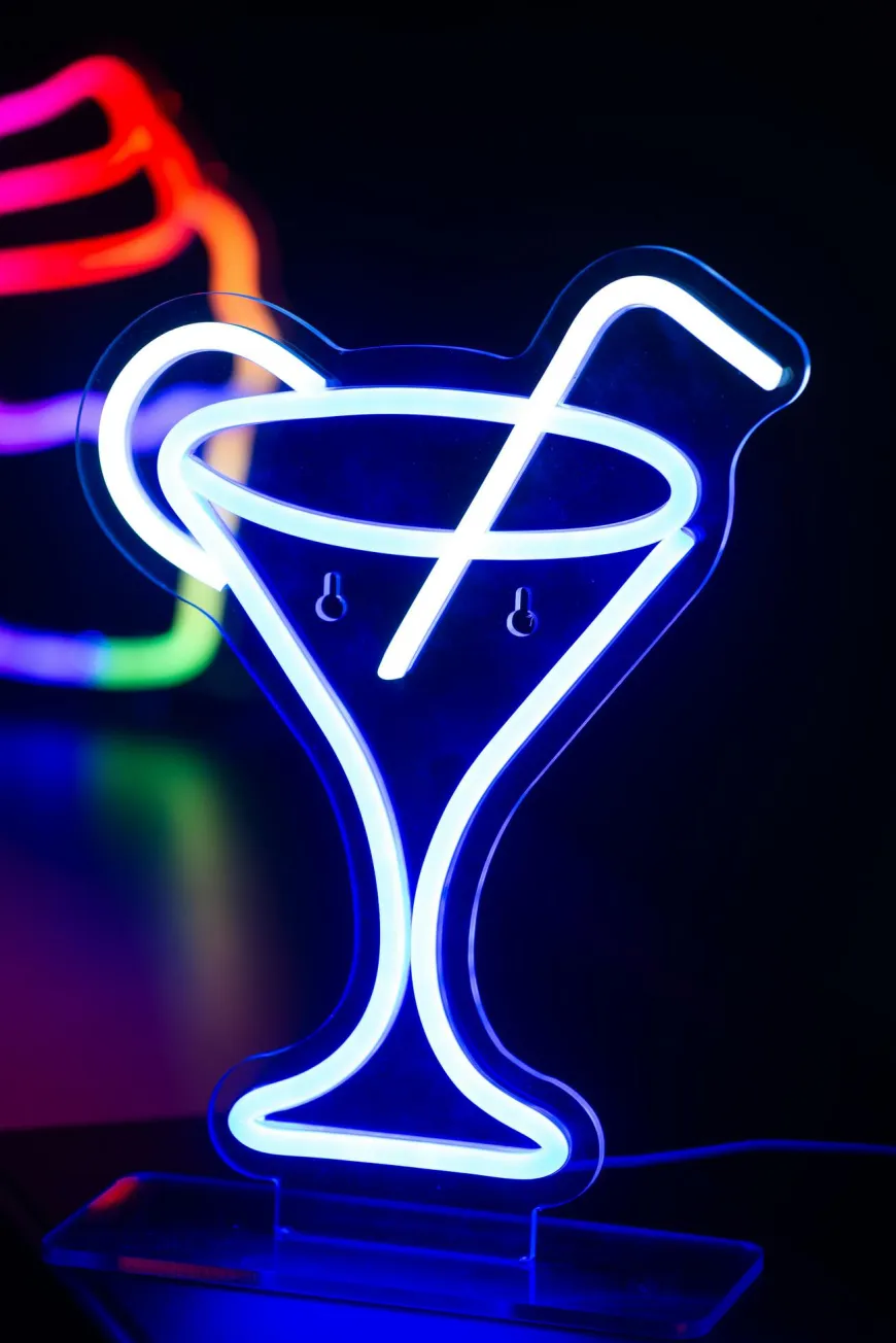 Leitmotiv Neon licht Cocktail met blauw rietje