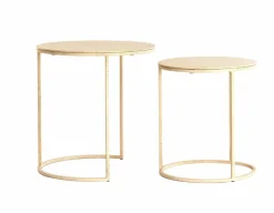 Light en Living Bijzettafel Set van 2 SADAR zand + lichtbruin gespikkeld