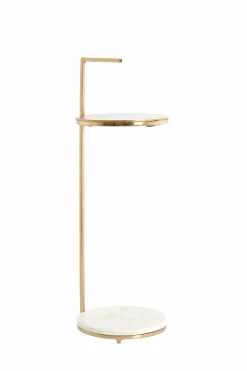 Light en Living Bijzettafel Ø26x76 cm LEDA marmer wit+antiek brons