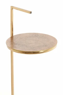 Light en Living Bijzettafel Ø26x76 cm LEDA marmer wit+antiek brons