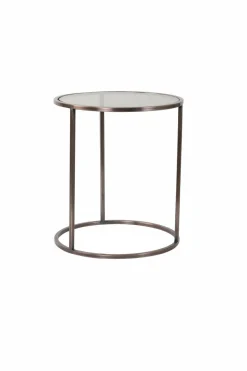 Light en Living Bijzettafel set van 2 DUARTE glas bruin+antiek koper