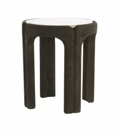 Light en Living Bijzettafel Ø45x50 cm ALI hout grijs-d bruin+travertin zand