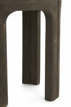 Light en Living Bijzettafel Ø45x50 cm ALI hout grijs-d bruin+travertin zand
