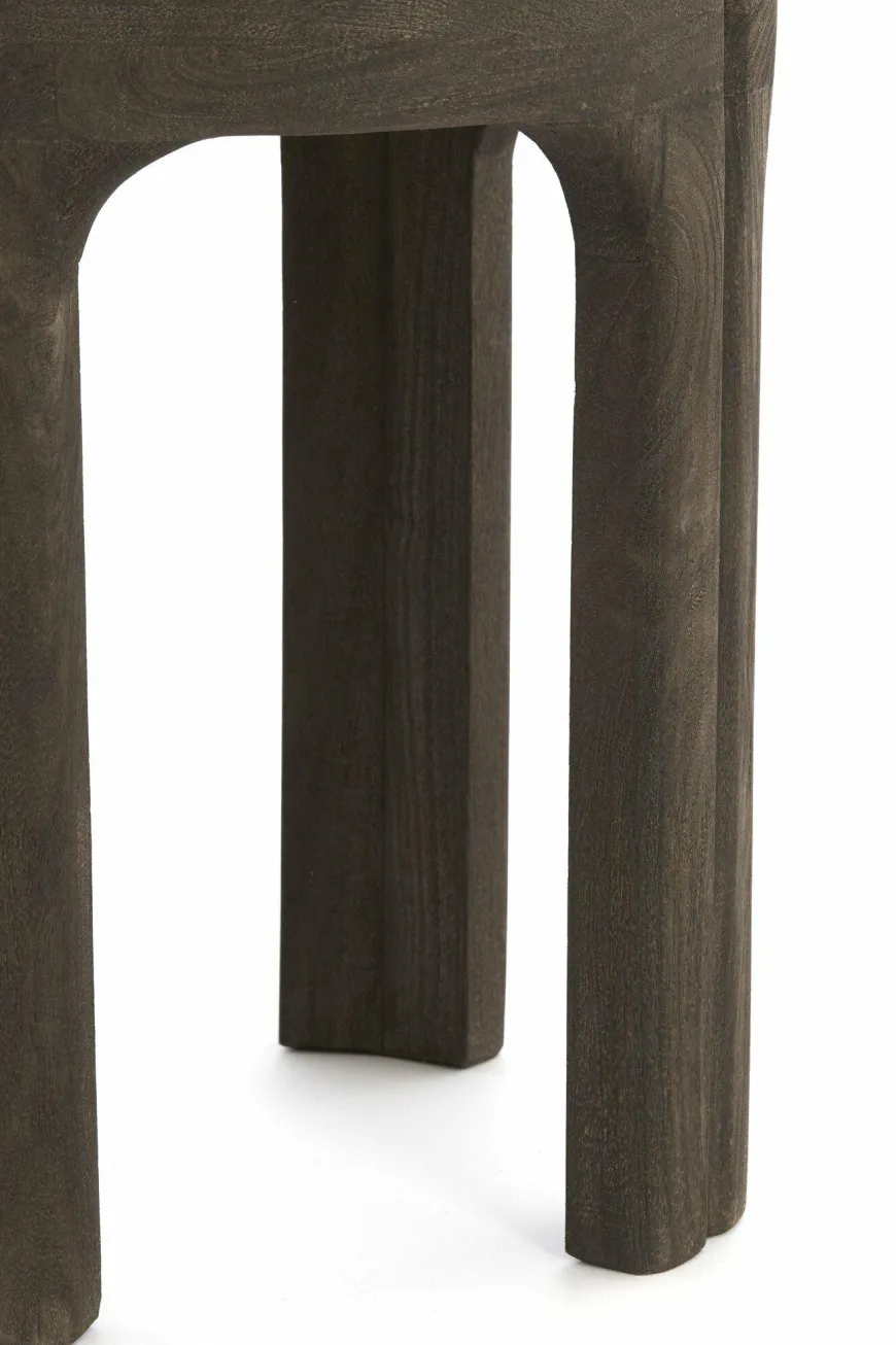 Light en Living Bijzettafel Ø45x50 cm ALI hout grijs-d bruin+travertin zand