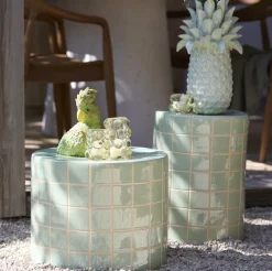 Light en Living Bijzettafel Ø42x34 cm MAUCHO keramiek licht groen+crème