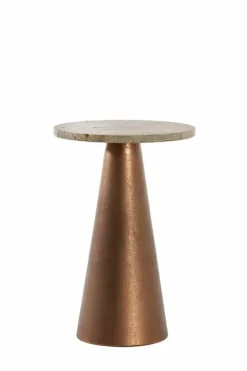 Light en Living Bijzettafel 36x36x51 cm YNEZ travertin bruin+koper