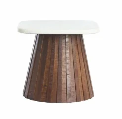 Light en Living Bijzettafel 45x45x40 cm OKATO crème+hout bruin