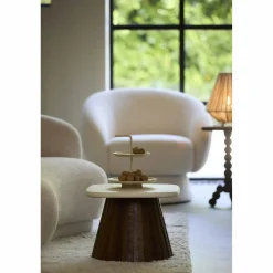 Light en Living Bijzettafel 45x45x35 cm OKATO crème+hout bruin