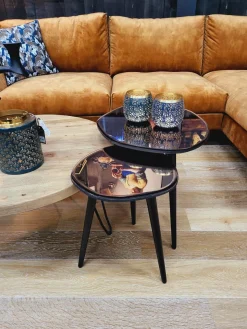 Light en Living Bijzettafel 54x45,5x48 cm DIVO spiegel bruin glas+zwart