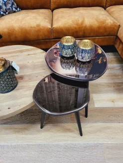 Light en Living Bijzettafel 54x45,5x48 cm DIVO spiegel bruin glas+zwart