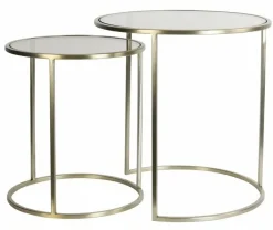Light en Living Bijzettafel set van 2 DUARTE glas bruin+licht goud