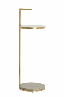 Light en Living Bijzettafel Ø26x76 cm LEDA travertin bruin+brons