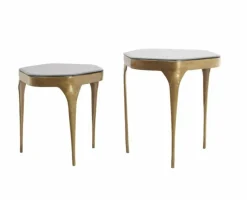 Light en Living Bijzettafel Set van 2 max 50x45,5x50 cm AVI glas smoke+antiek brons