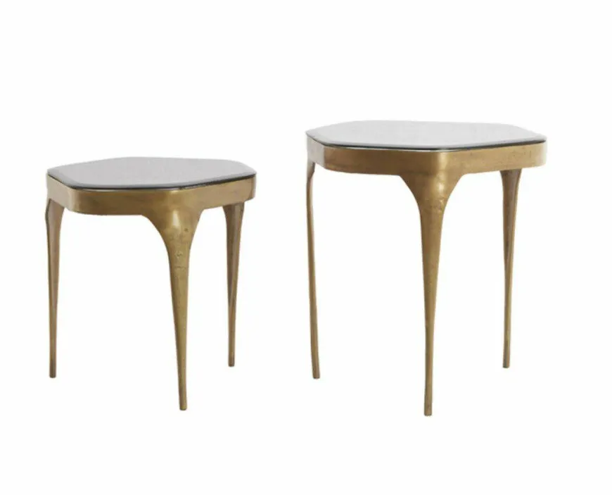 Light en Living Bijzettafel Set van 2 max 50x45,5x50 cm AVI glas smoke+antiek brons
