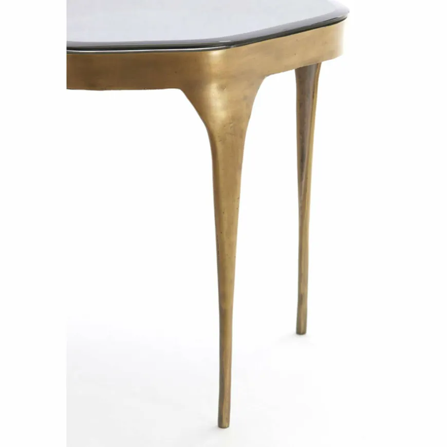 Light en Living Bijzettafel Set van 2 max 50x45,5x50 cm AVI glas smoke+antiek brons