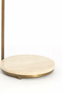 Light en Living Bijzettafel Ø26x76 cm LEDA travertin zand+donker bruin-brons
