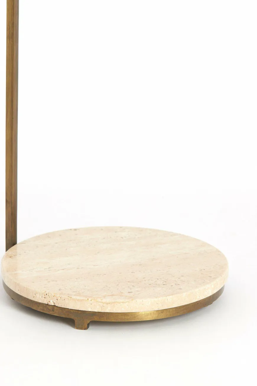 Light en Living Bijzettafel Ø26x76 cm LEDA travertin zand+donker bruin-brons