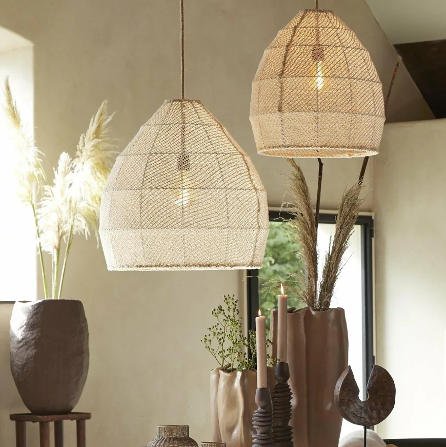 Light en Living Hanglamp Ø42x42 cm MAKASSAR zijde crème