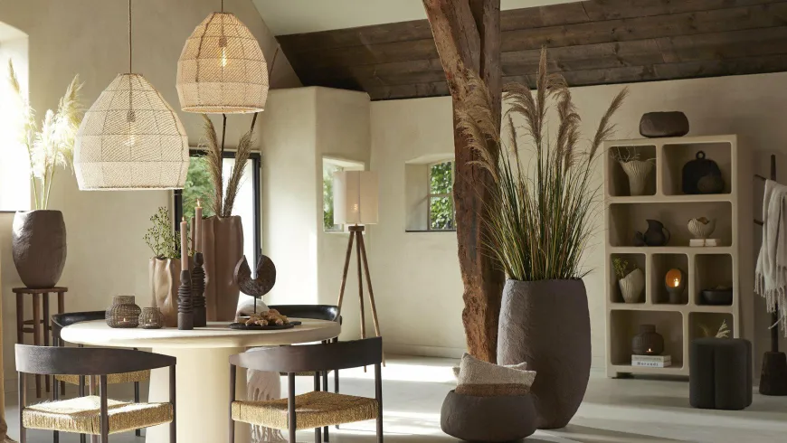 Light en Living Hanglamp Ø42x42 cm MAKASSAR zijde crème