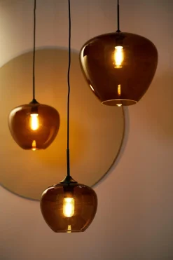 Light en Living Hanglamp MAYSON zwart+glas bruin - Diverse maten