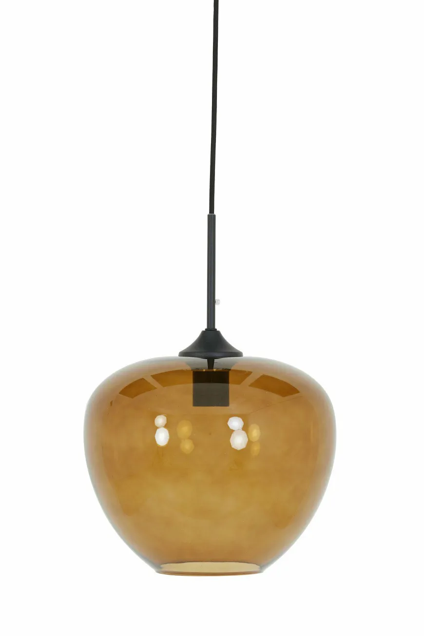 Light en Living Hanglamp MAYSON zwart+glas bruin - Diverse maten