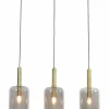 Light en Living Hanglamp 3L 100x22x32 cm LEKAR antiek brons+smoke glas