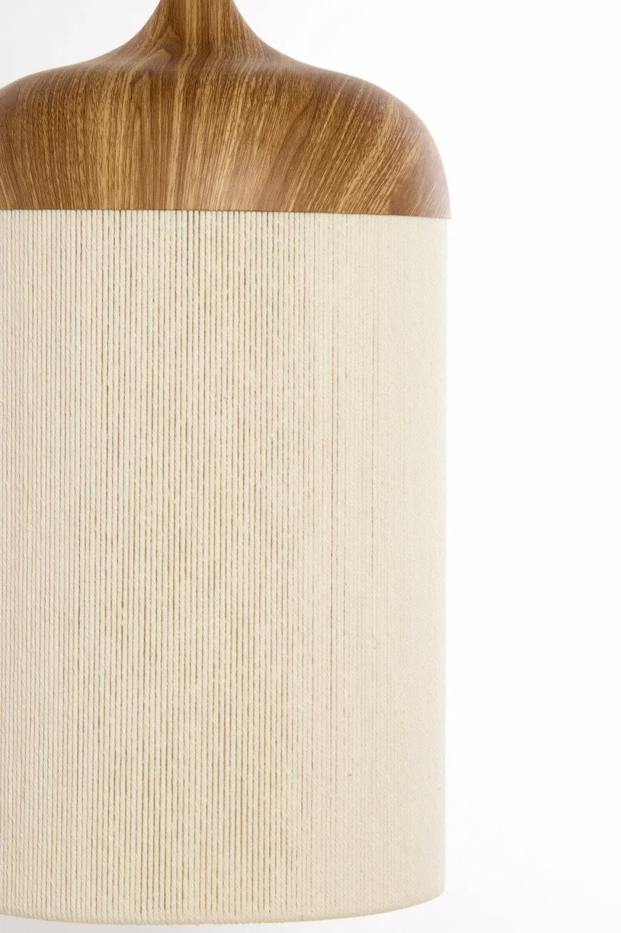 Light en Living Hanglamp Ø22x41,5 cm DANIA hout print naturel+touw crème