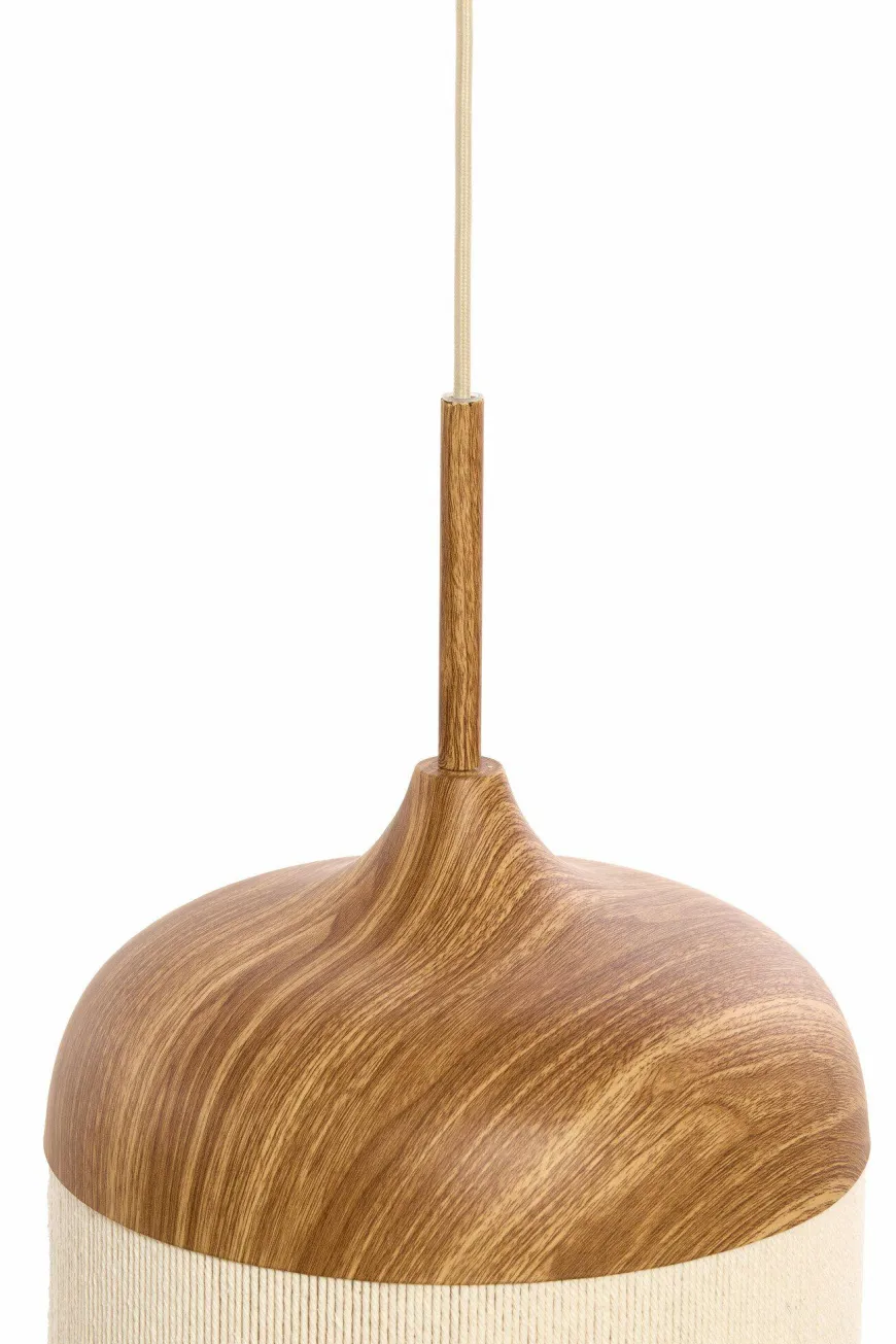 Light en Living Hanglamp Ø22x41,5 cm DANIA hout print naturel+touw crème