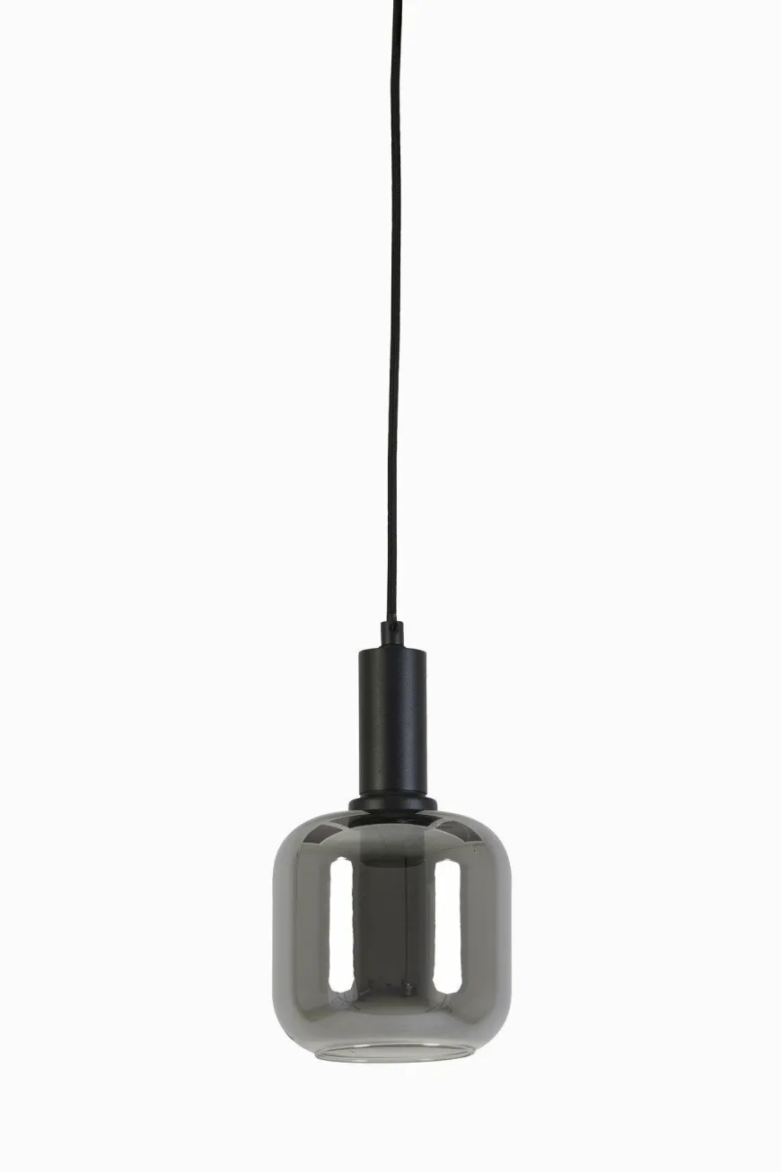 Light en Living Hanglamp Ø21x37 cm LEKAR zwart+smoke glas
