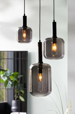 Light en Living Hanglamp Ø21x37 cm LEKAR zwart+smoke glas