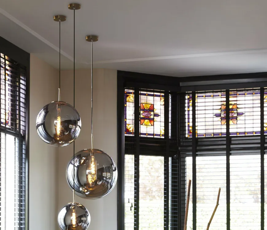 Light en Living Hanglamp MEDINA antiek brons+glas smoke 2 maten