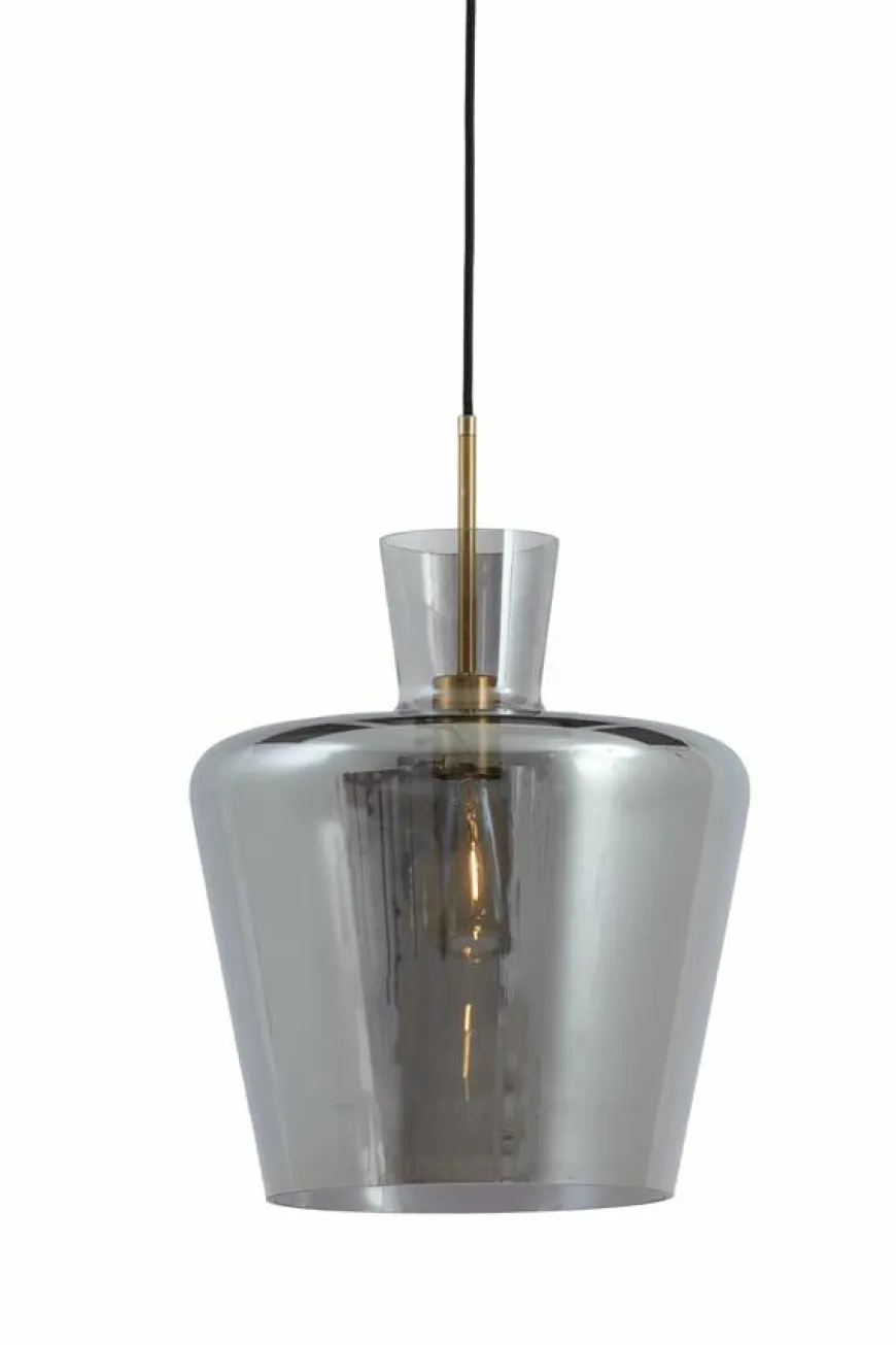 Light en Living Hanglamp Ø25x31 cm MYLES smoke glas+antiek brons