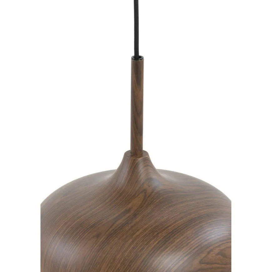 Light en Living Hanglamp 3L 90x22x32 cm DANIA hout print d bruin+touw crème